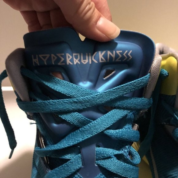 NIKE MEN 2013 VINTAGE HYPERDUNK/NESS ZOOM BASKETBALL SHOES TURQ/YELL/W Size 12.5 - Picture 3 of 10